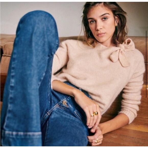Sezane Sweaters - Sezane Zaria Bow Jumper Pale Pink Mohair Wool Sweater Size XS